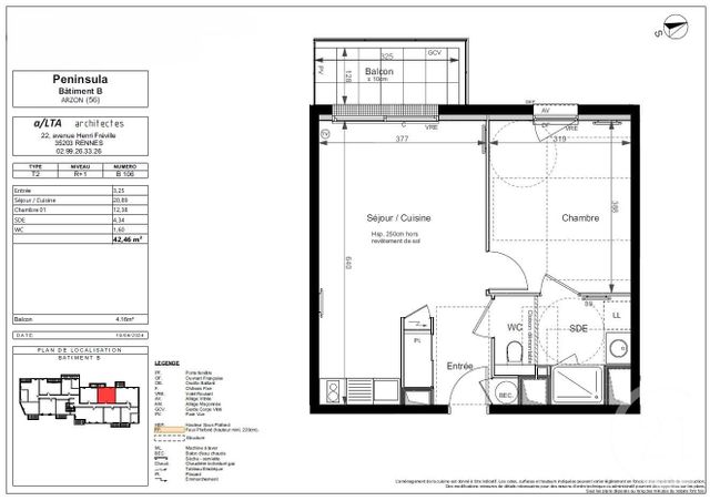 Appartement F2 à vendre - 2 pièces - 42.46 m2 - ARZON - 56 - BRETAGNE - Century 21 Ar'Zon Immobilier