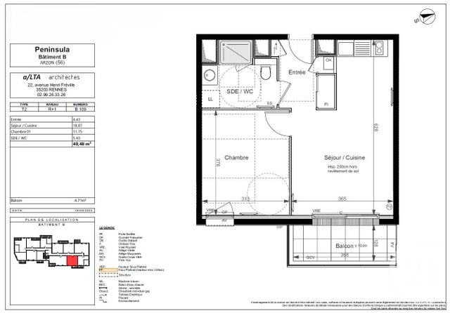 Appartement F2 à vendre - 2 pièces - 40.48 m2 - ARZON - 56 - BRETAGNE - Century 21 Ar'Zon Immobilier